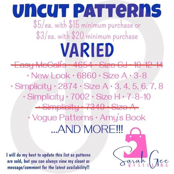 INCREDIBLE SEWING PATTERNS SALE!! PLEASE READ DESCRIPTION!! MUST GO!!! - Picture 5 of 5